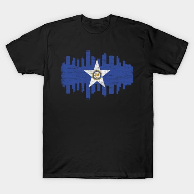 Houston City Flag Skyline Vintage Retro T-Shirt by zurcnami